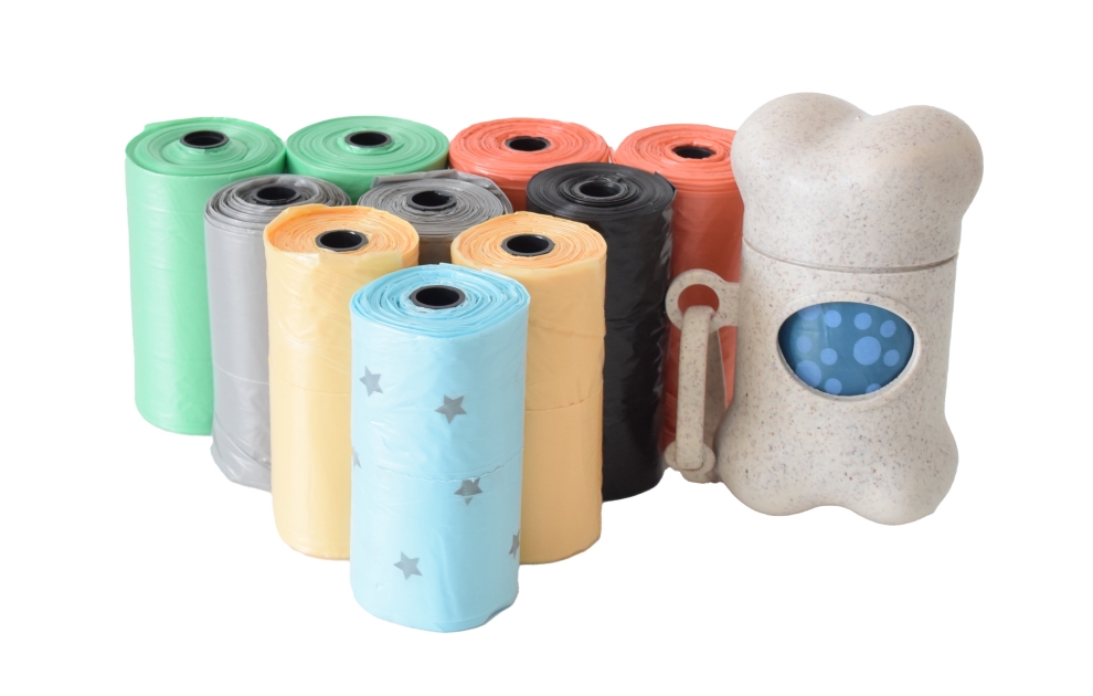 custom sized and patterned pet poop bags